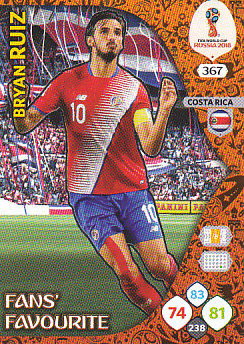 Bryan Ruiz Costa Rica Panini 2018 World Cup Fans' Favourite #367